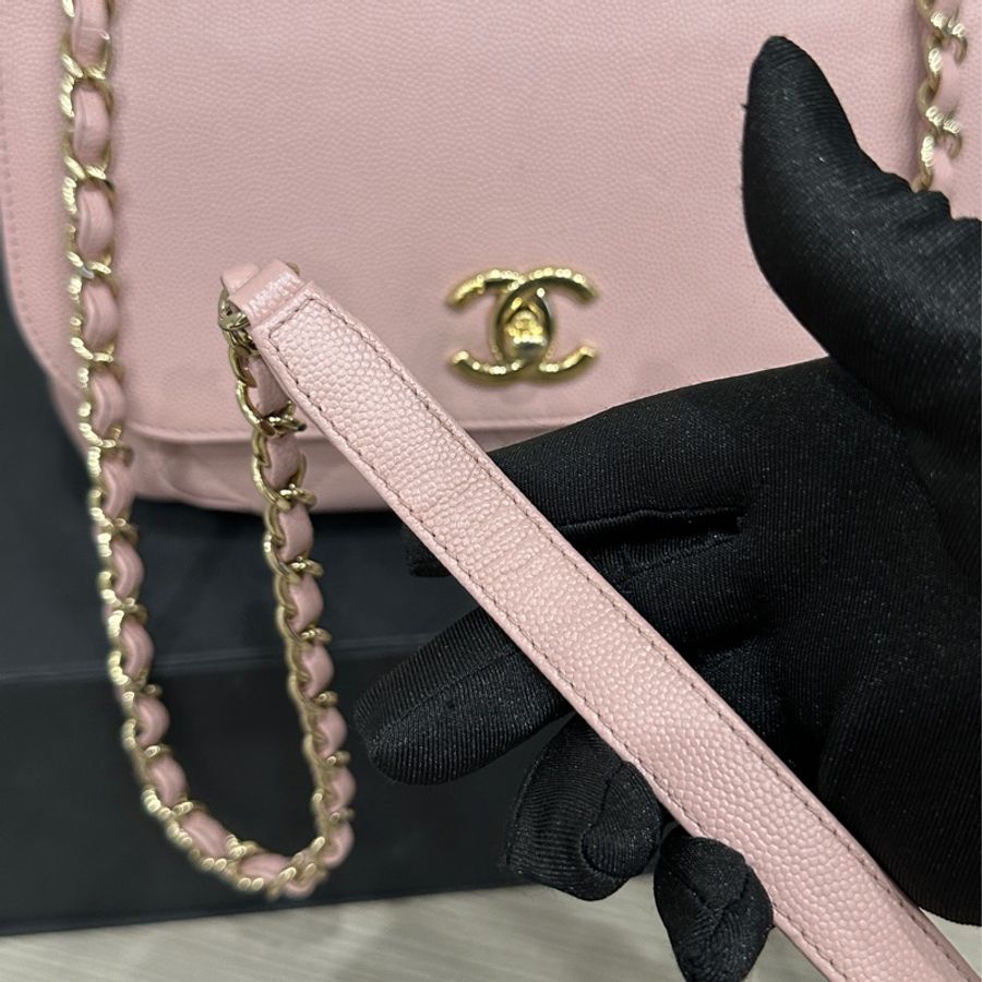 全配🈶購證 Chanel櫻花粉金扣郵差包 🉑斜挎/肩背🉑手提-26