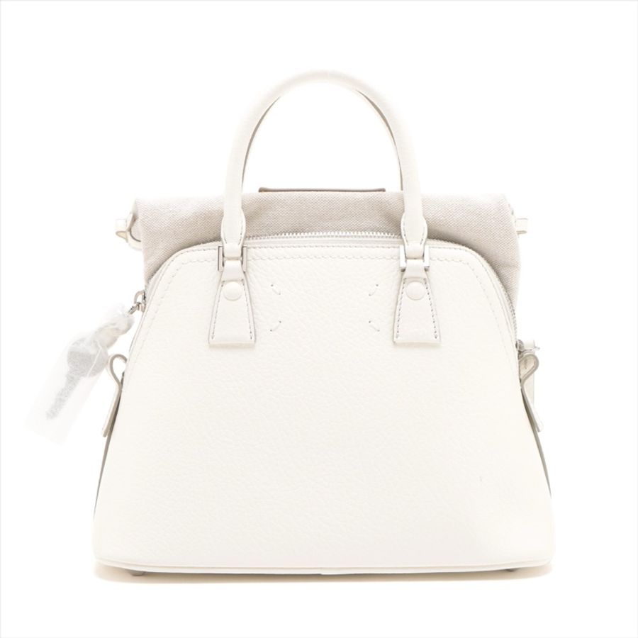 Maison Margiela 5AC Leather 2 Way Mini Handbag White-1