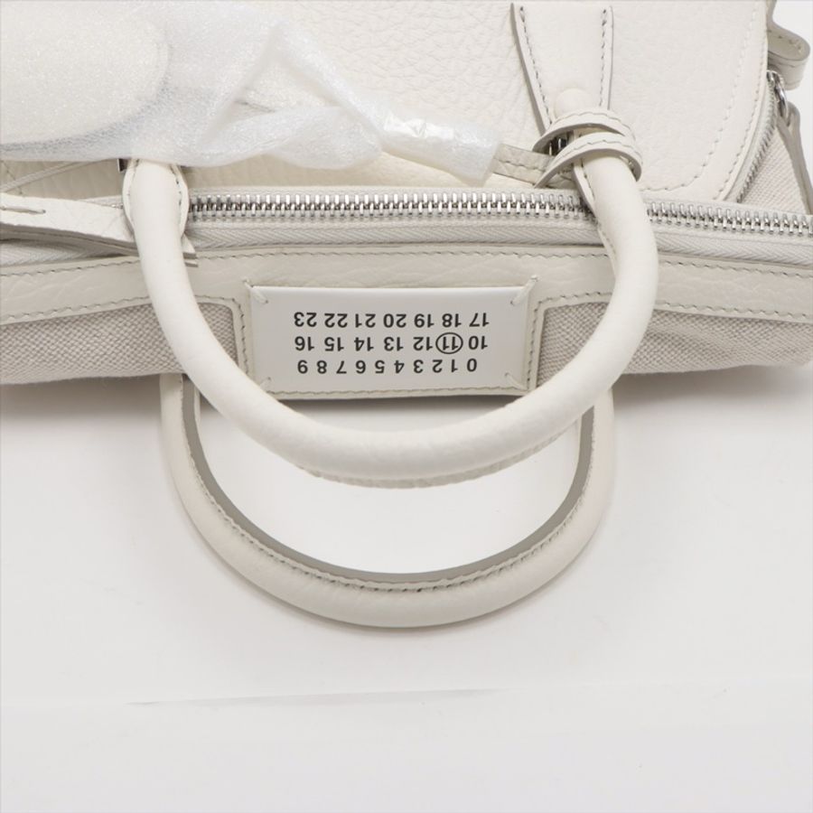 Maison Margiela 5AC Leather 2 Way Mini Handbag White-4
