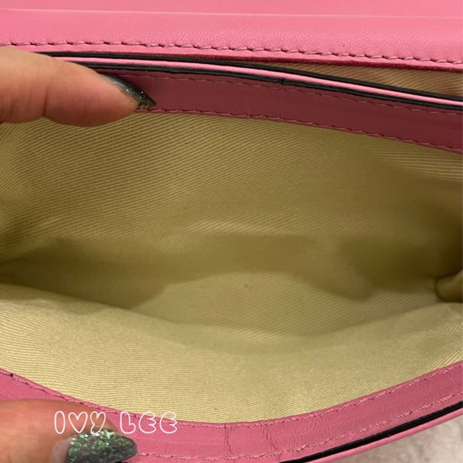 VALENTINO GARAVANI VAVAVOOM 鉚釘 單肩包 鏈條包 斜背包 小包 粉紅皮革 金色五金 二手精品-9