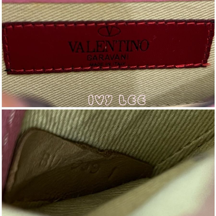 VALENTINO GARAVANI VAVAVOOM 鉚釘 單肩包 鏈條包 斜背包 小包 粉紅皮革 金色五金 二手精品-20