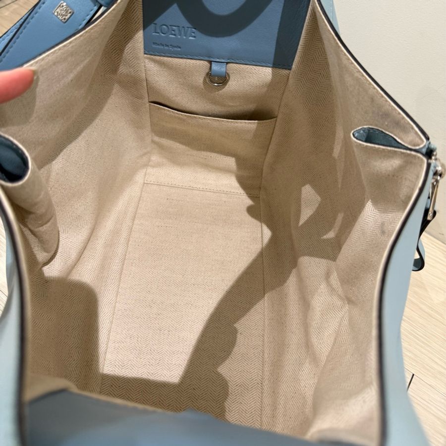 LOEWE hammock手提包/吊床包/可斜背.天空藍 拼色-8