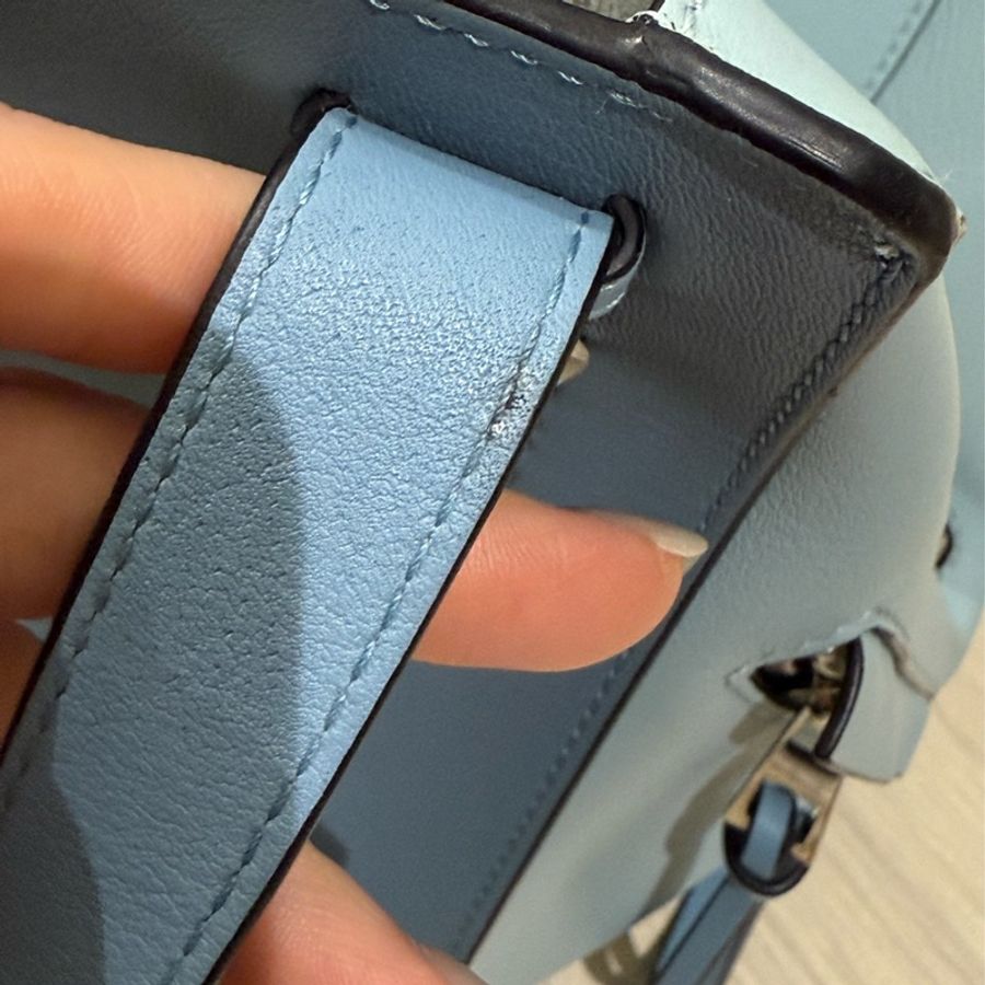 LOEWE hammock手提包/吊床包/可斜背.天空藍 拼色-15