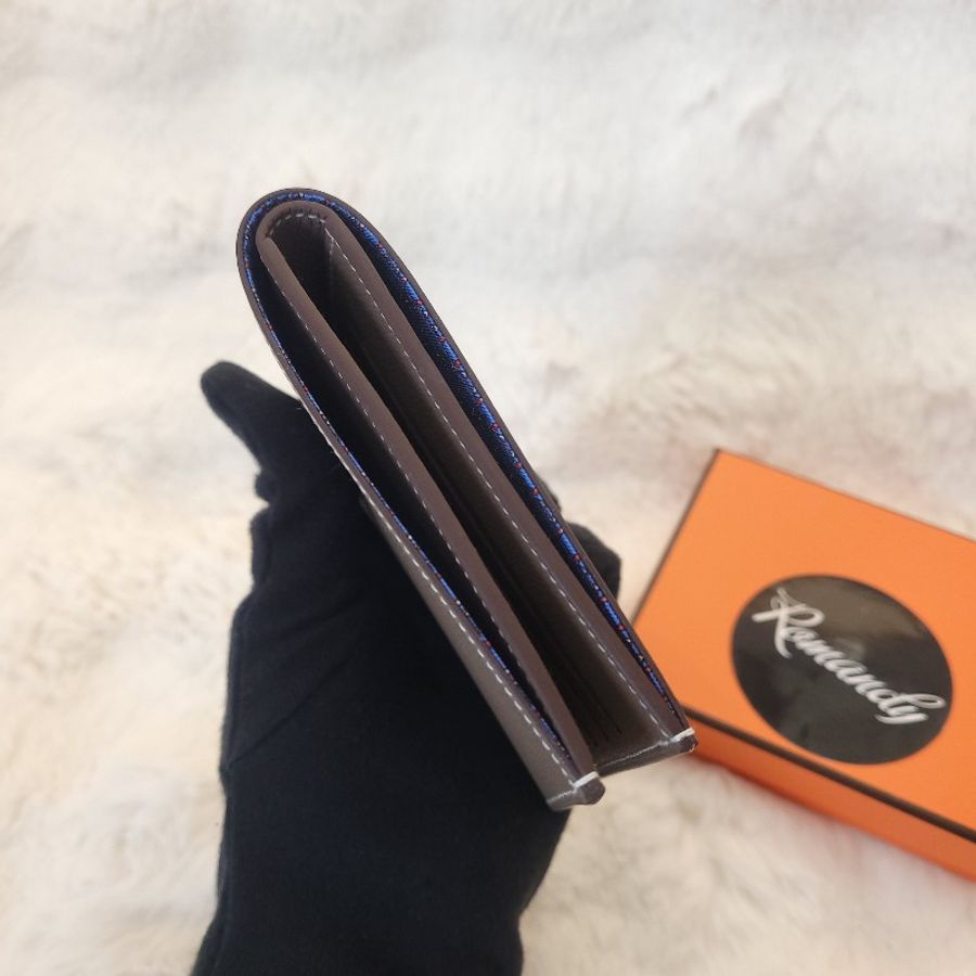 Hermès 絲巾短夾 男用 大象灰-5