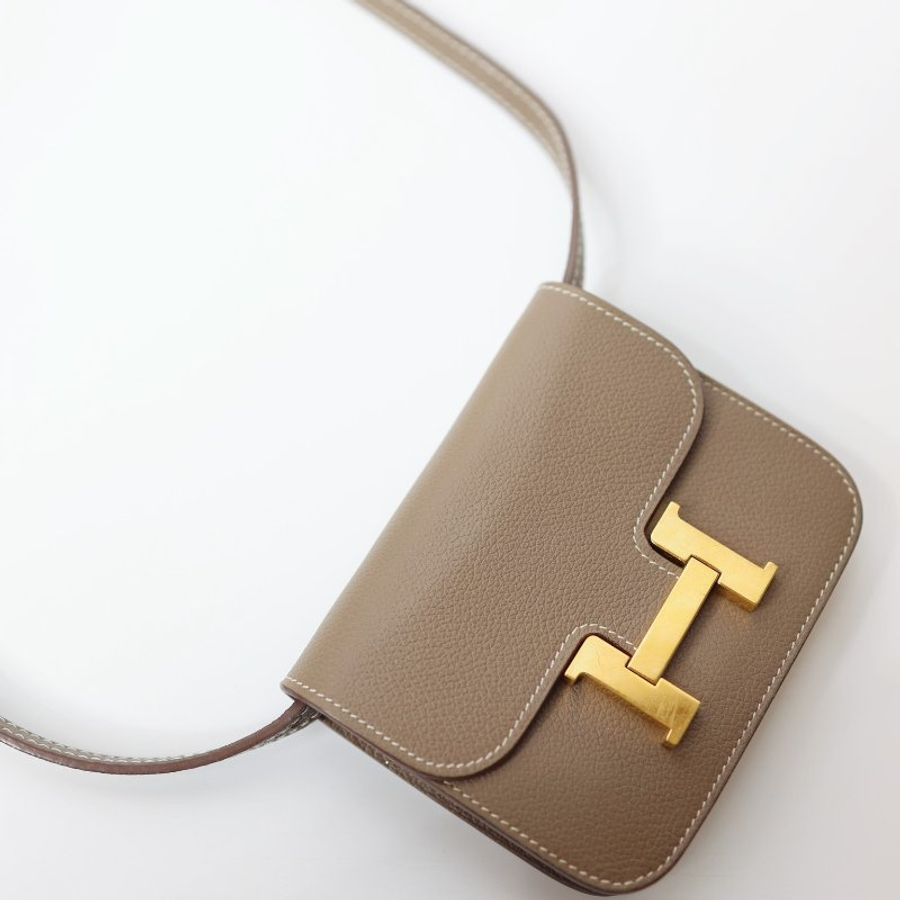 二手Hermes Mini Constance Slim 腰包/錢包 大象灰-7