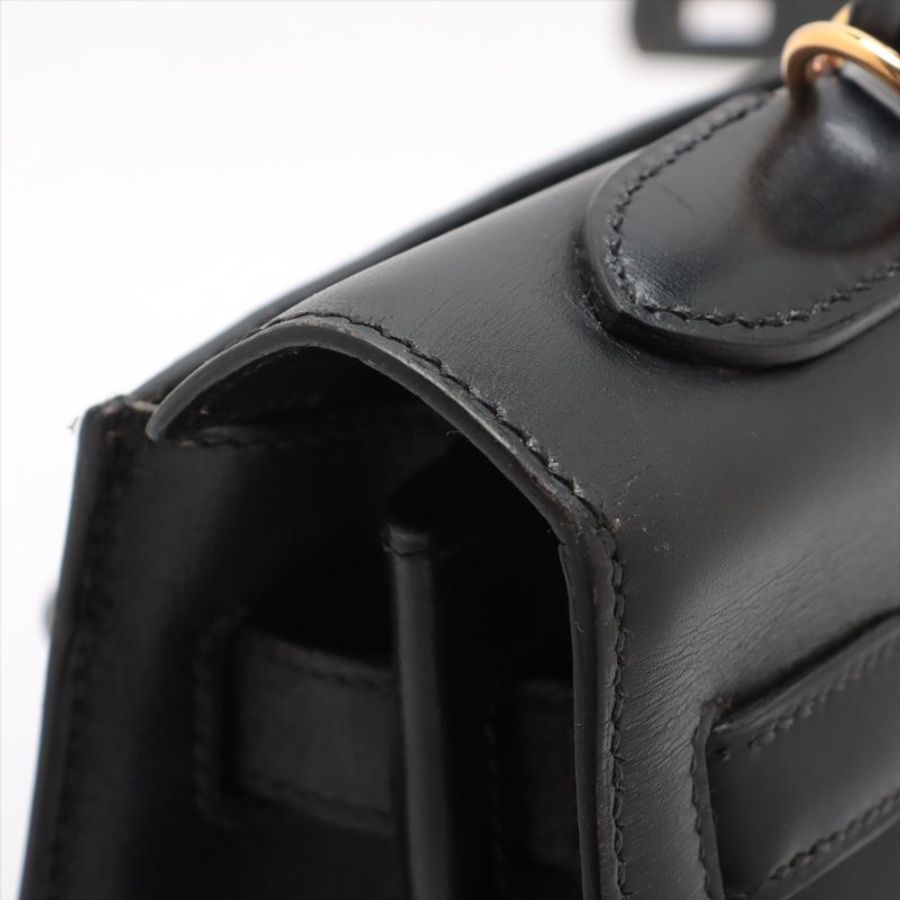 Hermes Kelly 32 Box calf Black Gold Metal Fittings ○U:1991-3