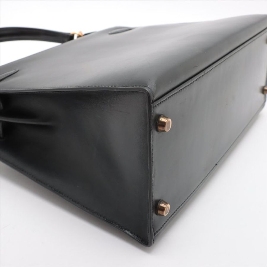 Hermes Kelly 32 Box calf Black Gold Metal Fittings ○U:1991-4