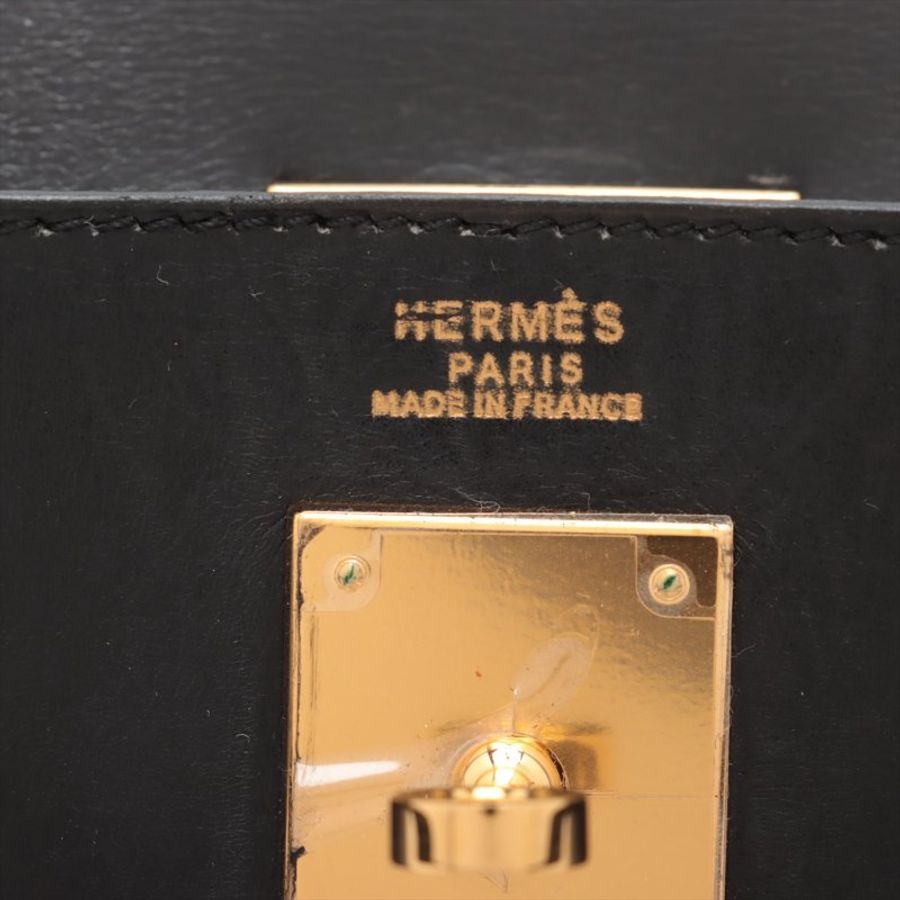 Hermes Kelly 32 Box calf Black Gold Metal Fittings ○U:1991-5