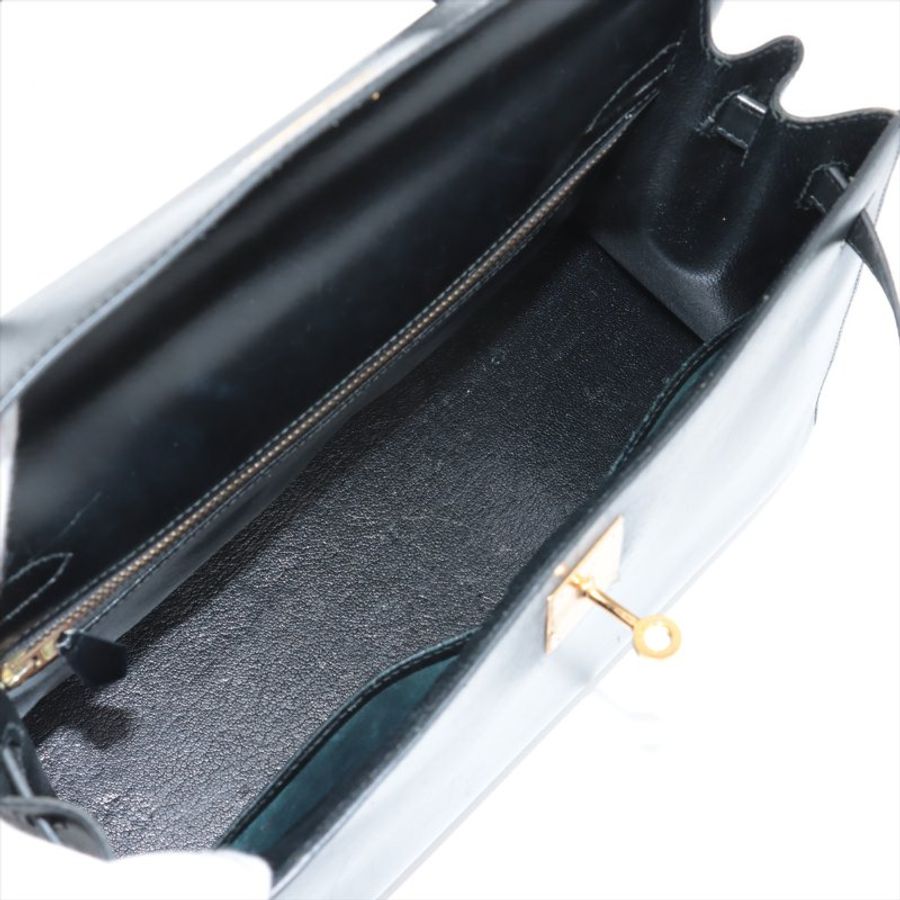Hermes Kelly 32 Box calf Black Gold Metal Fittings ○U:1991-6