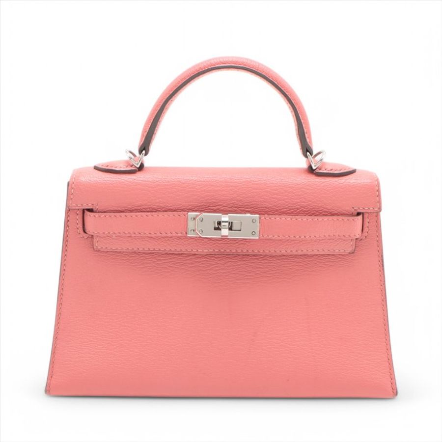 Hermes mini kelly 2 20 Chèvre Mysore Rose tyrien Silver Metal Fittings □D: 2000-0
