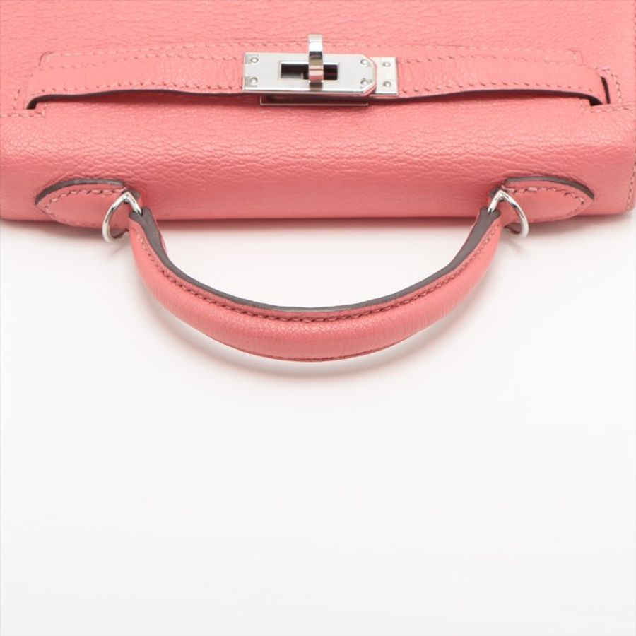 Hermes mini kelly 2 20 Chèvre Mysore Rose tyrien Silver Metal Fittings □D: 2000-4