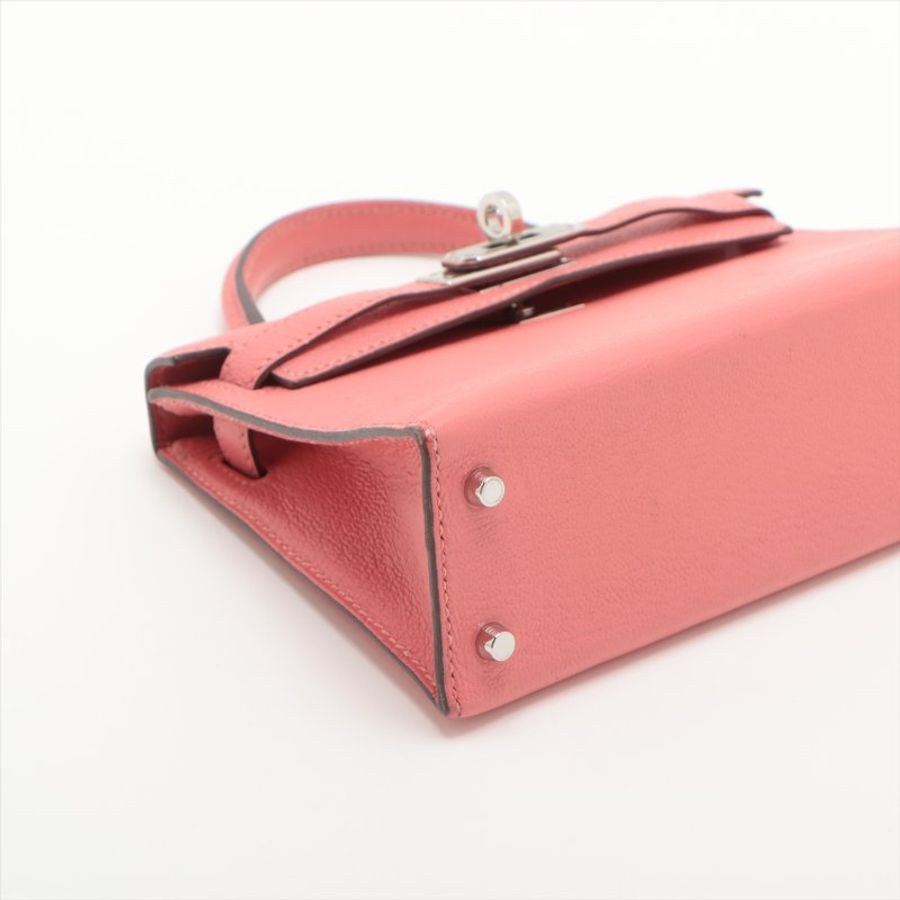 Hermes mini kelly 2 20 Chèvre Mysore Rose tyrien Silver Metal Fittings □D: 2000-5