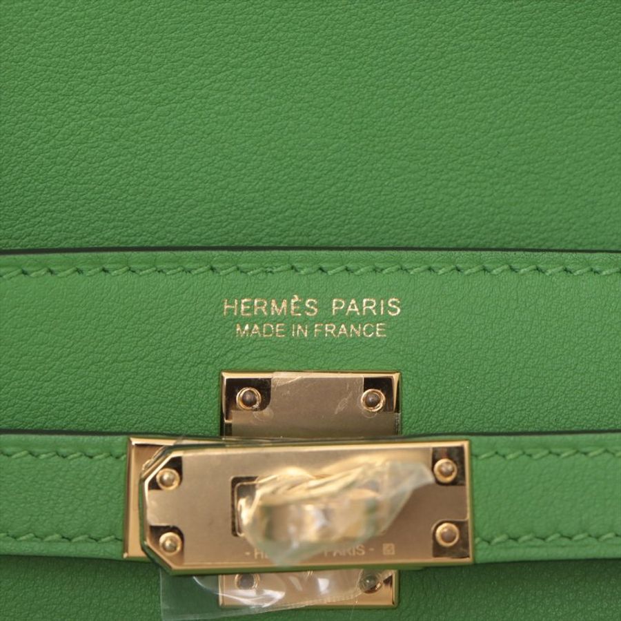 Hermes Kelly Dance Fringe Veau Swift Veal yucca Gold Metal Fittings W: 2024-4