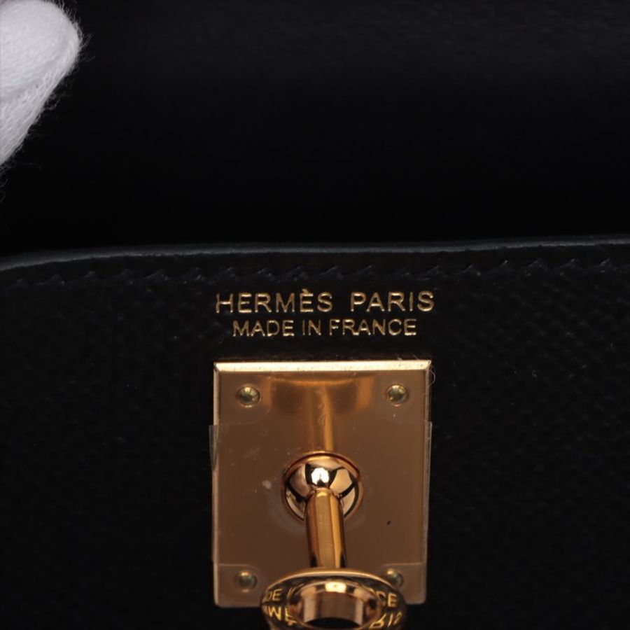Hermes mini kelly 2 20 Veau Epsom Black Gold Metal Fittings Y: 2020-7