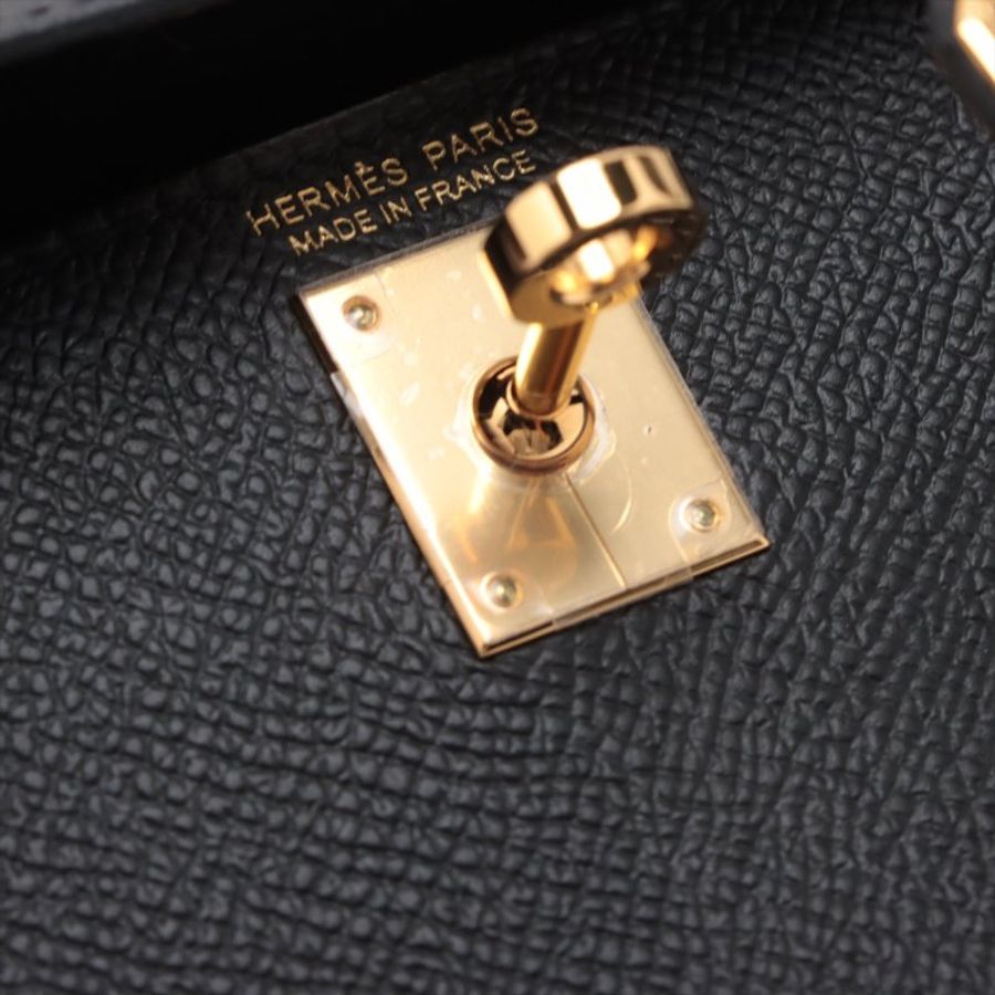 Hermes mini kelly 2 20 Veau Epsom Black Gold Metal Fittings Y: 2020-8