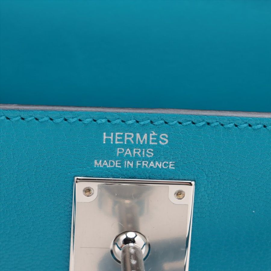 Hermes Kelly Elan Chèvre Shamukira Blue Frida Silver Metal Fittings W: 2024-2