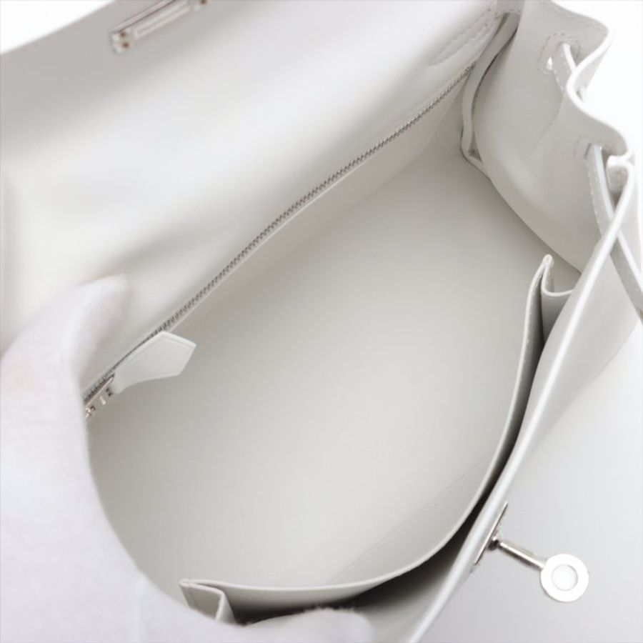 Hermes Kelly 25 Veau Swift NEW WHITE Silver Metal Fittings W: 2024-5