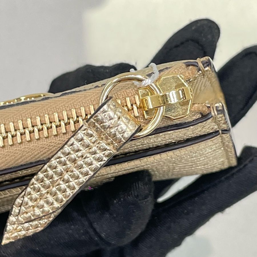 Gucci 蜥蜴皮特別皮革金色短銀包 I175-14