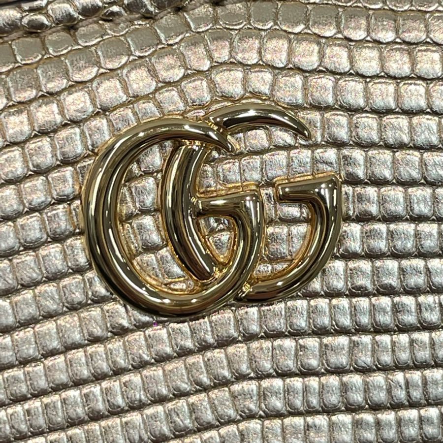 Gucci 蜥蜴皮特別皮革金色短銀包 I175-15