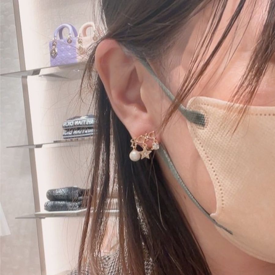 【現貨】Dior 字母三吊墬星星珍珠耳夾 ✨🌟💖-1