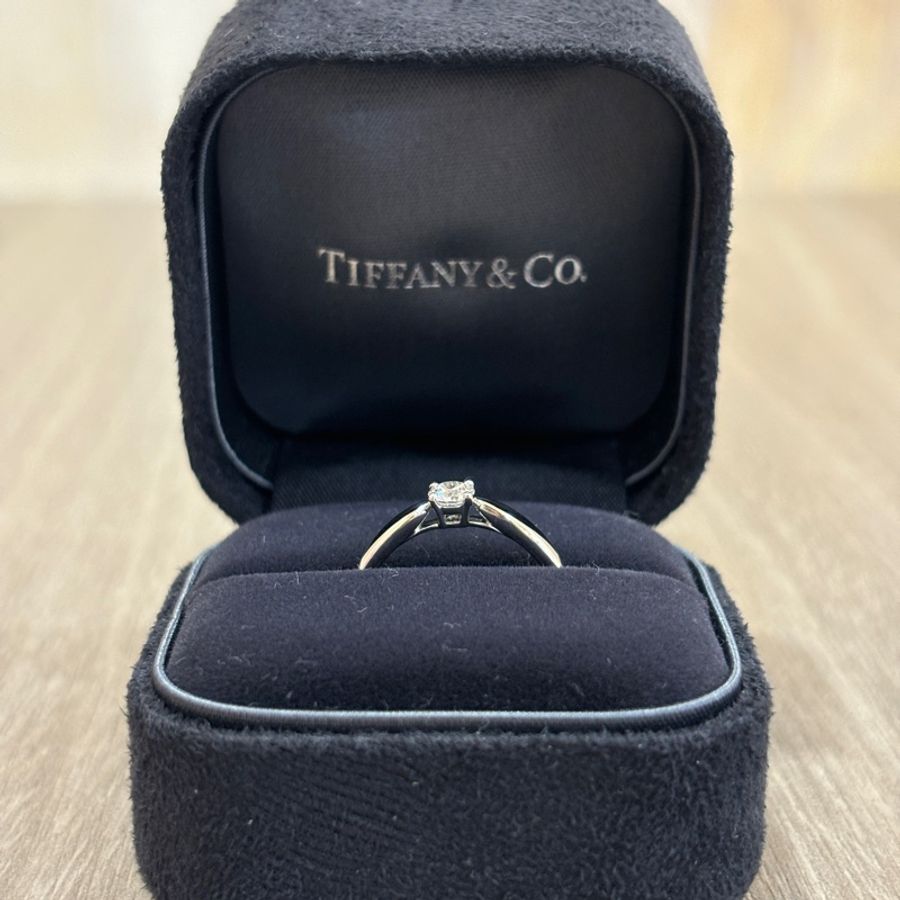 Tiffany 鉑金PT950鑽戒 0.22克拉鑽石 F Color VVS1戒指-0