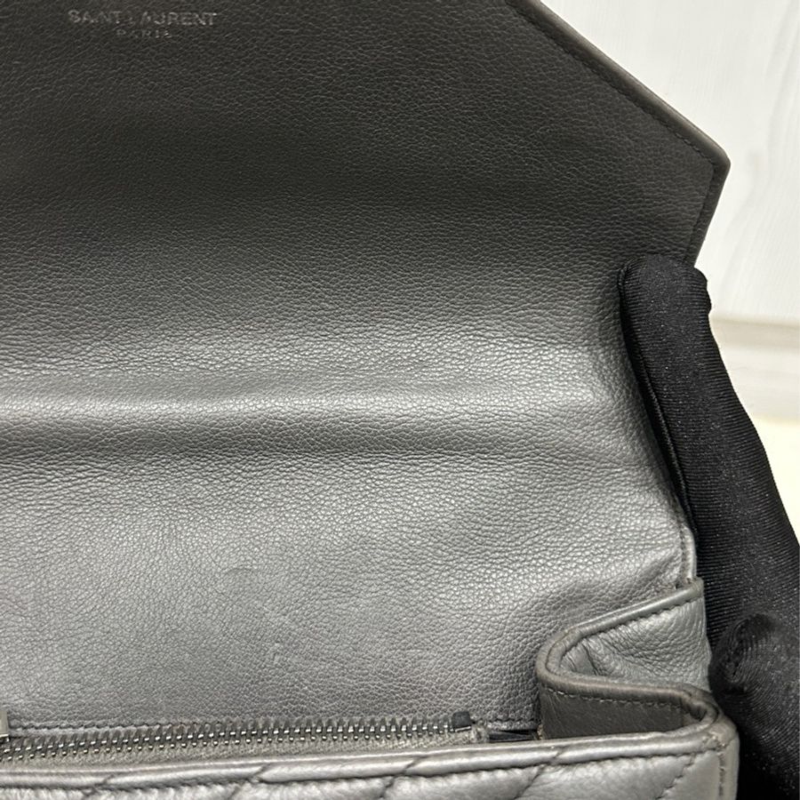 Ysl College荔枝牛皮鐵灰色學院包🈶購證 櫃上在售近9萬🉑斜挎/肩背-30