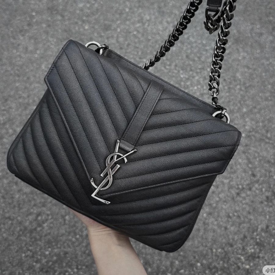 🈶購證 入手價近9萬 Ysl College學院包灰色銀扣 新款輕鏈條-5