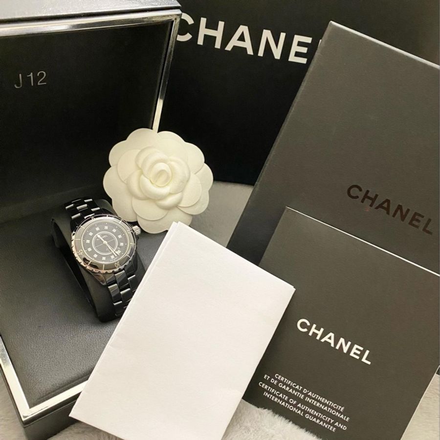 合法登記 新款錶扣❤️92成新 附購買證明 12鑽 33mm Chanel 香奈兒 J12 機械錶 黑 白-1