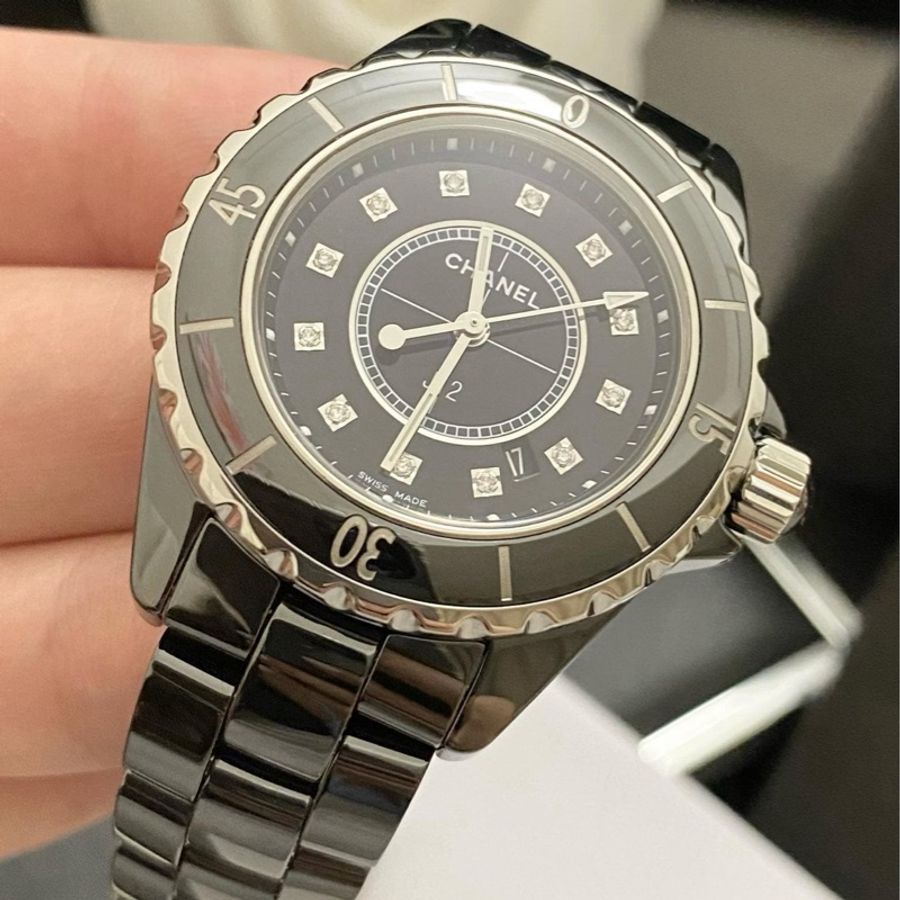 合法登記 新款錶扣❤️92成新 附購買證明 12鑽 33mm Chanel 香奈兒 J12 機械錶 黑 白-3