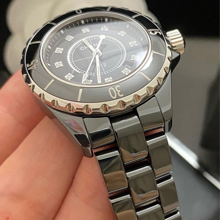 合法登記 新款錶扣❤️92成新 附購買證明 12鑽 33mm Chanel 香奈兒 J12 機械錶 黑 白-5