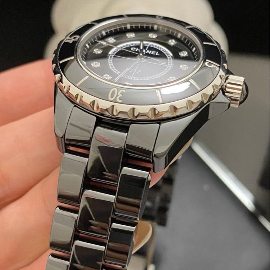 合法登記 新款錶扣❤️92成新 附購買證明 12鑽 33mm Chanel 香奈兒 J12 機械錶 黑 白-6