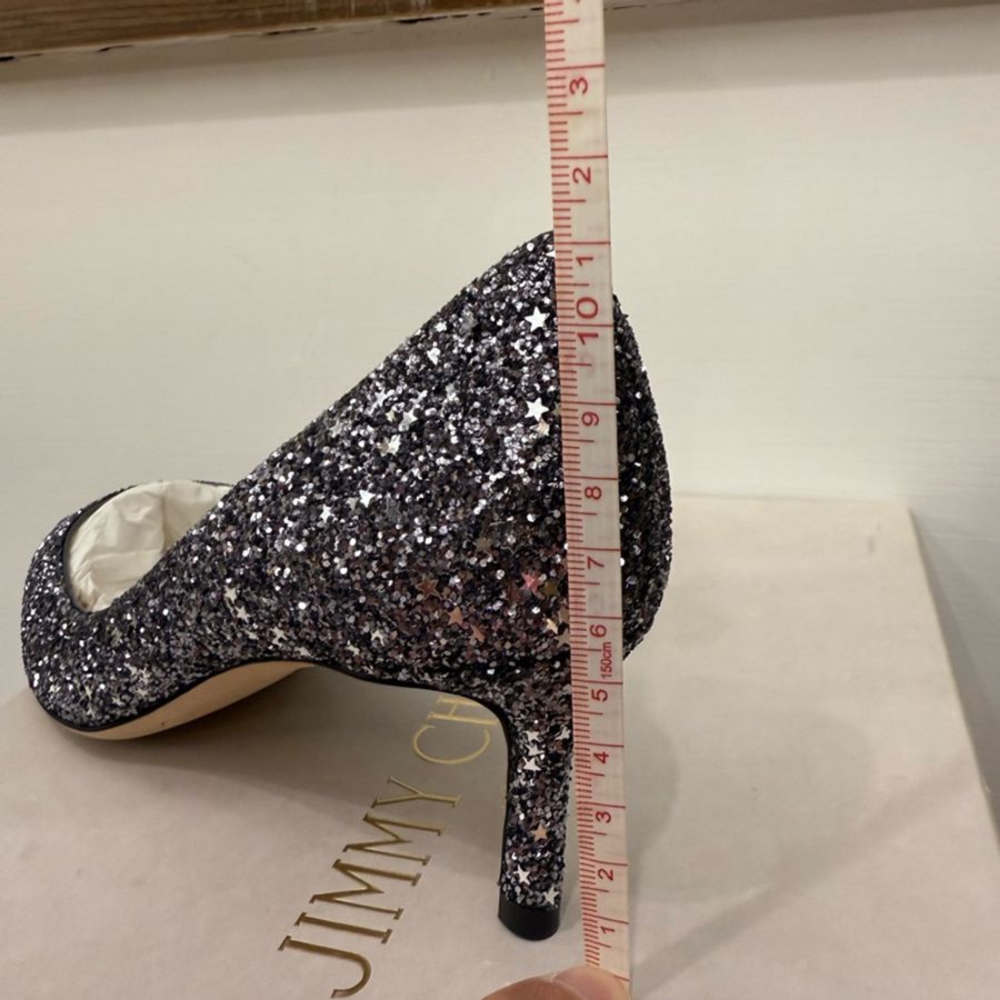 Jimmy Choo Gunmetel mix 星星亮片 低跟高跟鞋-4