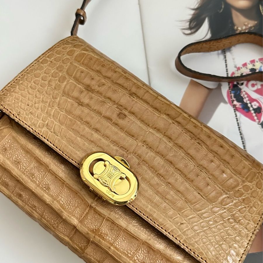 (MYMluxurybag) Celine 稀有鱷魚紋肩背包斜挎包-5