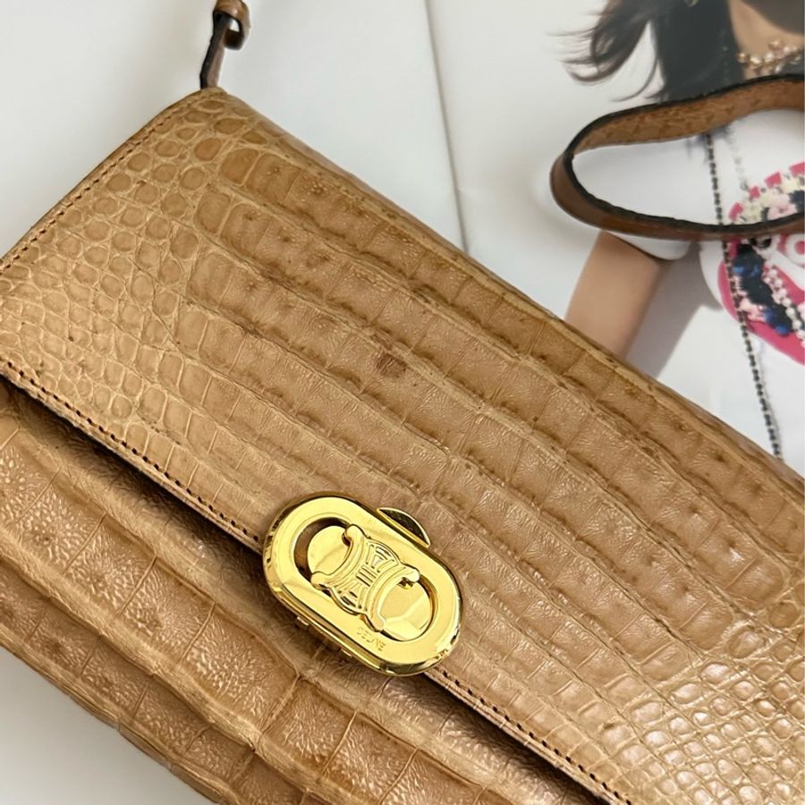 (MYMluxurybag) Celine 稀有鱷魚紋肩背包斜挎包-6
