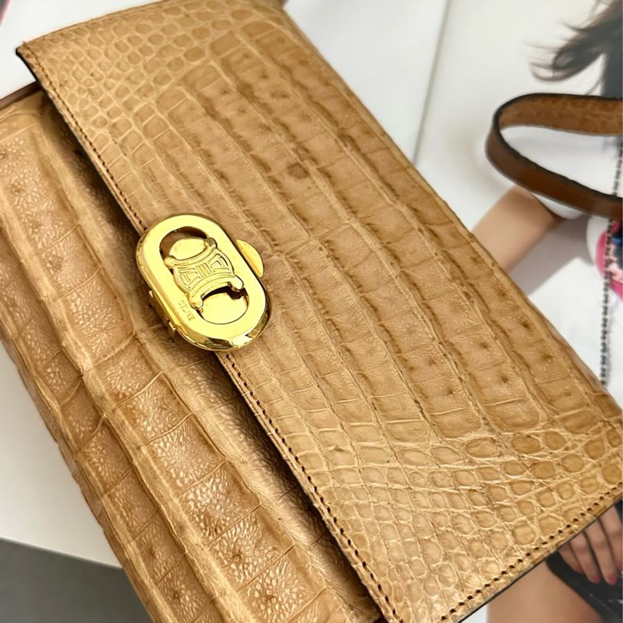 (MYMluxurybag) Celine 稀有鱷魚紋肩背包斜挎包-7