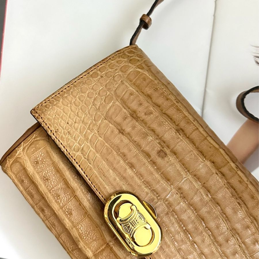 (MYMluxurybag) Celine 稀有鱷魚紋肩背包斜挎包-8