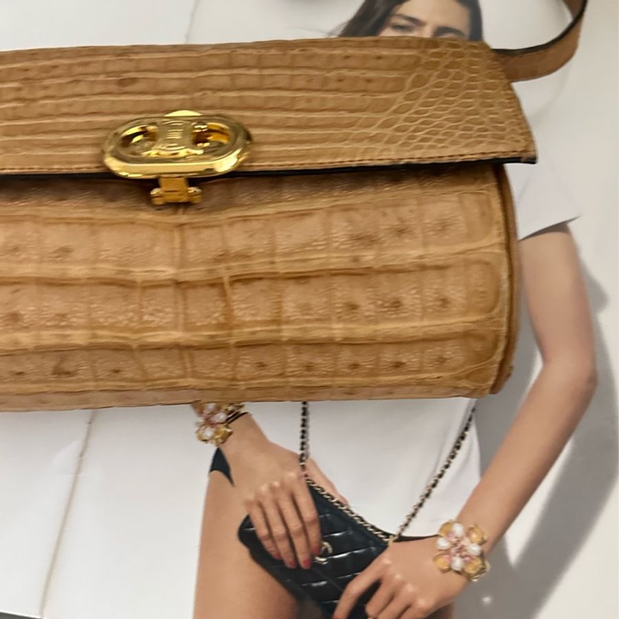 (MYMluxurybag) Celine 稀有鱷魚紋肩背包斜挎包-10