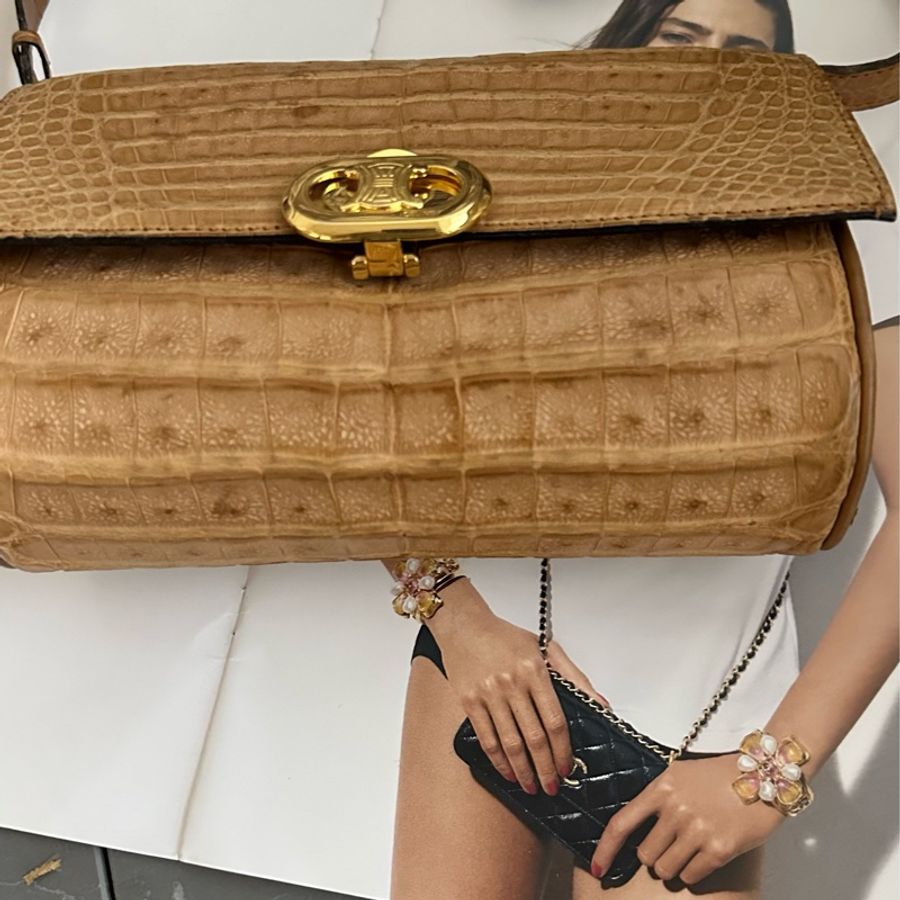 (MYMluxurybag) Celine 稀有鱷魚紋肩背包斜挎包-12