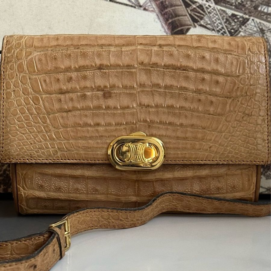 (MYMluxurybag) Celine 稀有鱷魚紋肩背包斜挎包-31
