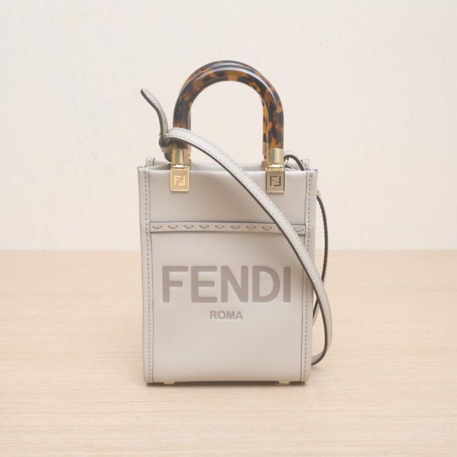 FENDI(芬迪) Sunshine 陽光購物手提袋 Mini迷你 棕色-0