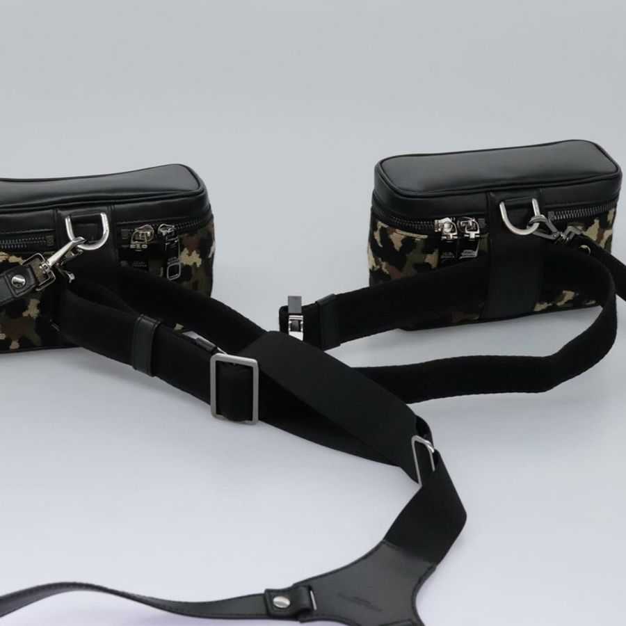 【日本直送】DOLCE&GABBANA 豹紋腰包 帆布 綠色 黑色 正品 bs23142-7