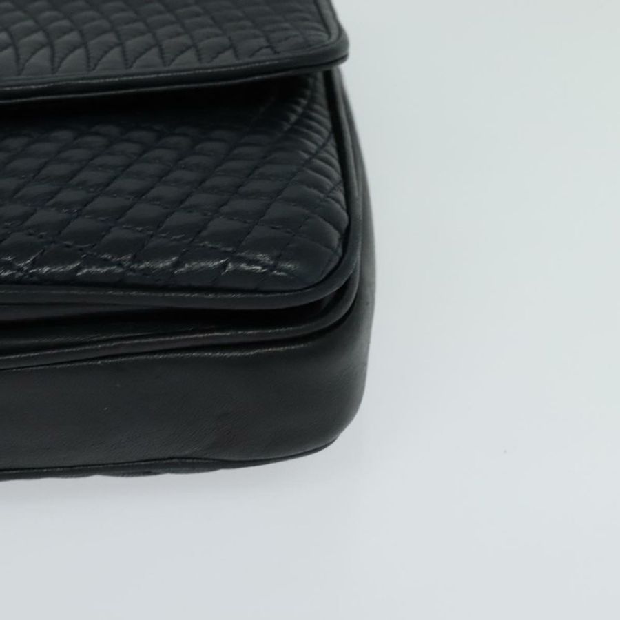 【日本直送】BALLY 絎縫鏈條單肩包 皮革 黑色 金色 Auth JB009-14