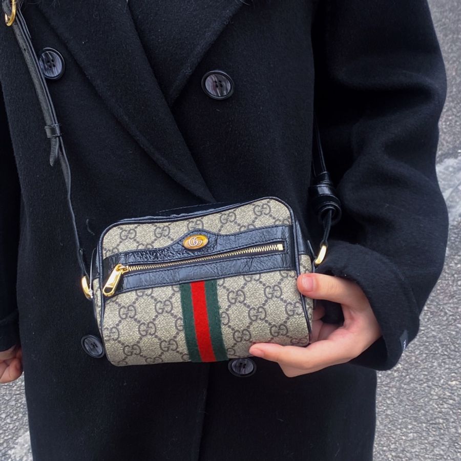 💝FuFu.Style ⟡.·* Gucci 經典黑色撞色緹花斜背包-2