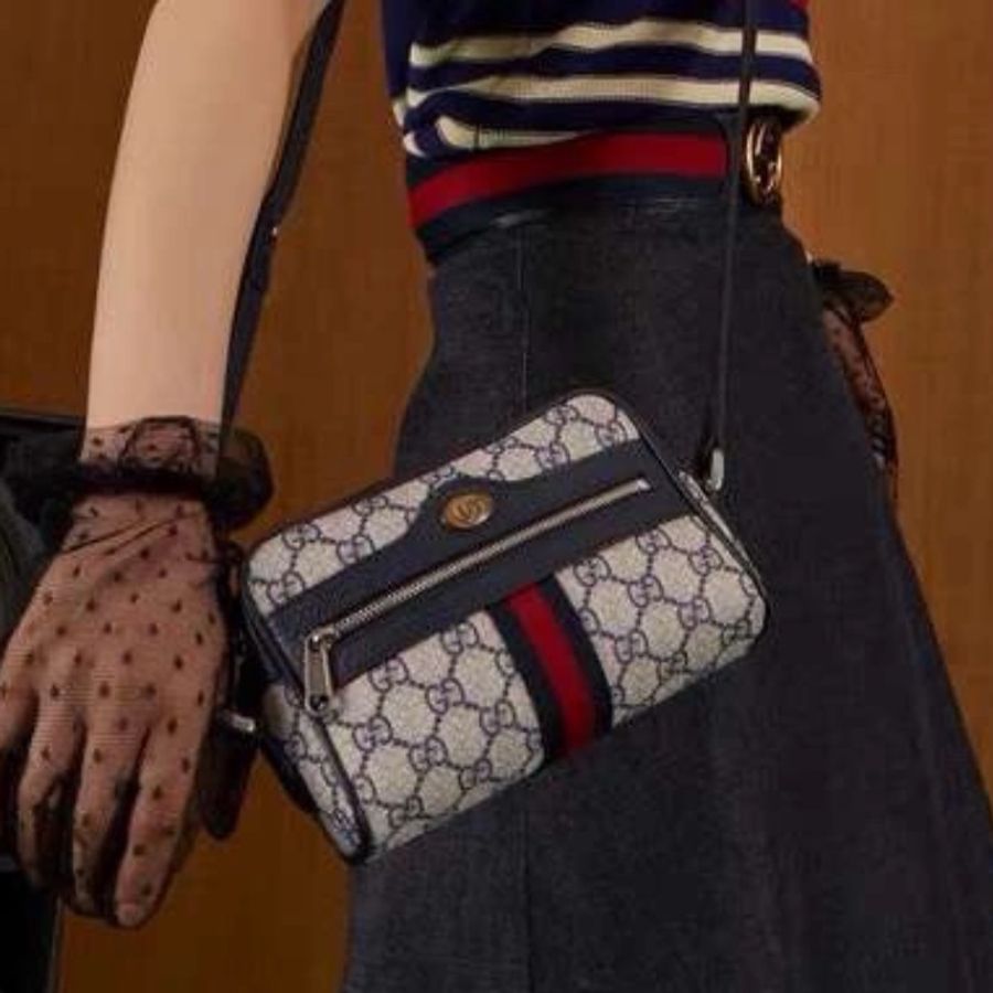 💝FuFu.Style ⟡.·* Gucci 經典黑色撞色緹花斜背包-5