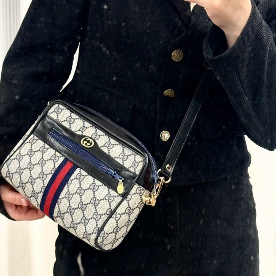 💝FuFu.Style ⟡.·* Gucci 經典黑色撞色緹花斜背包-6