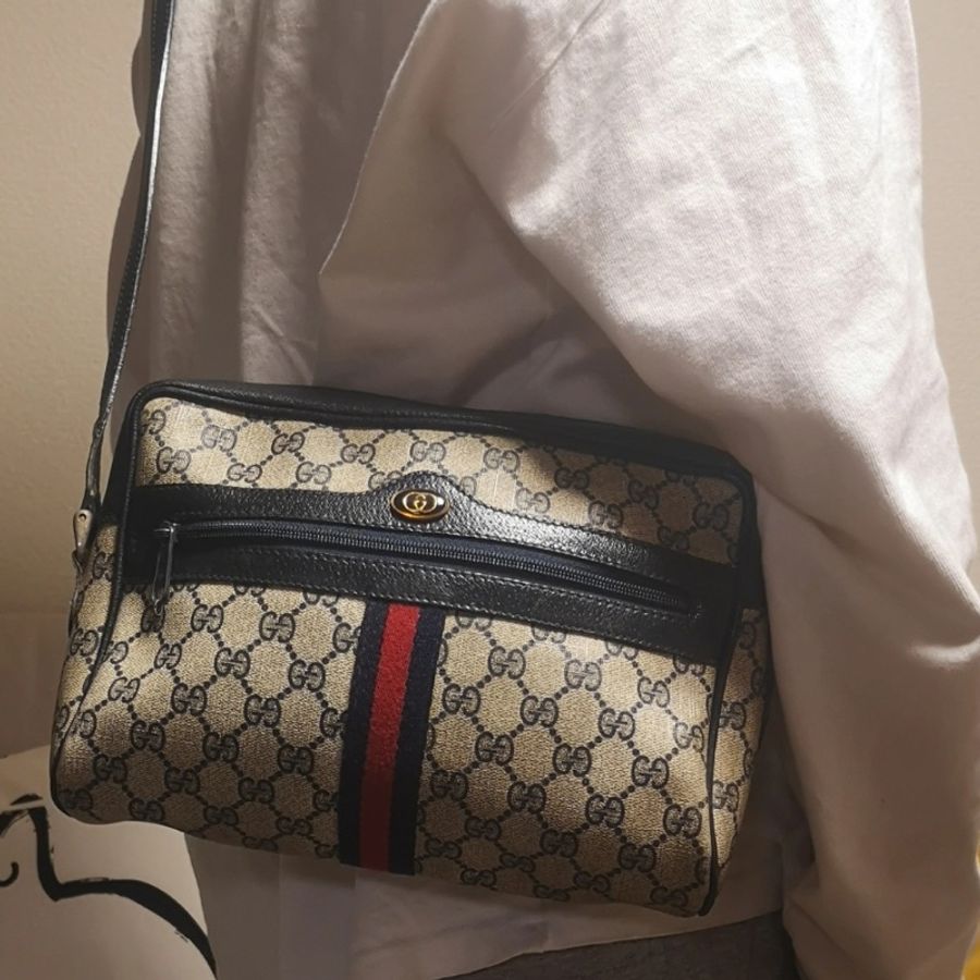💝FuFu.Style ⟡.·* Gucci 經典黑色撞色緹花斜背包-7