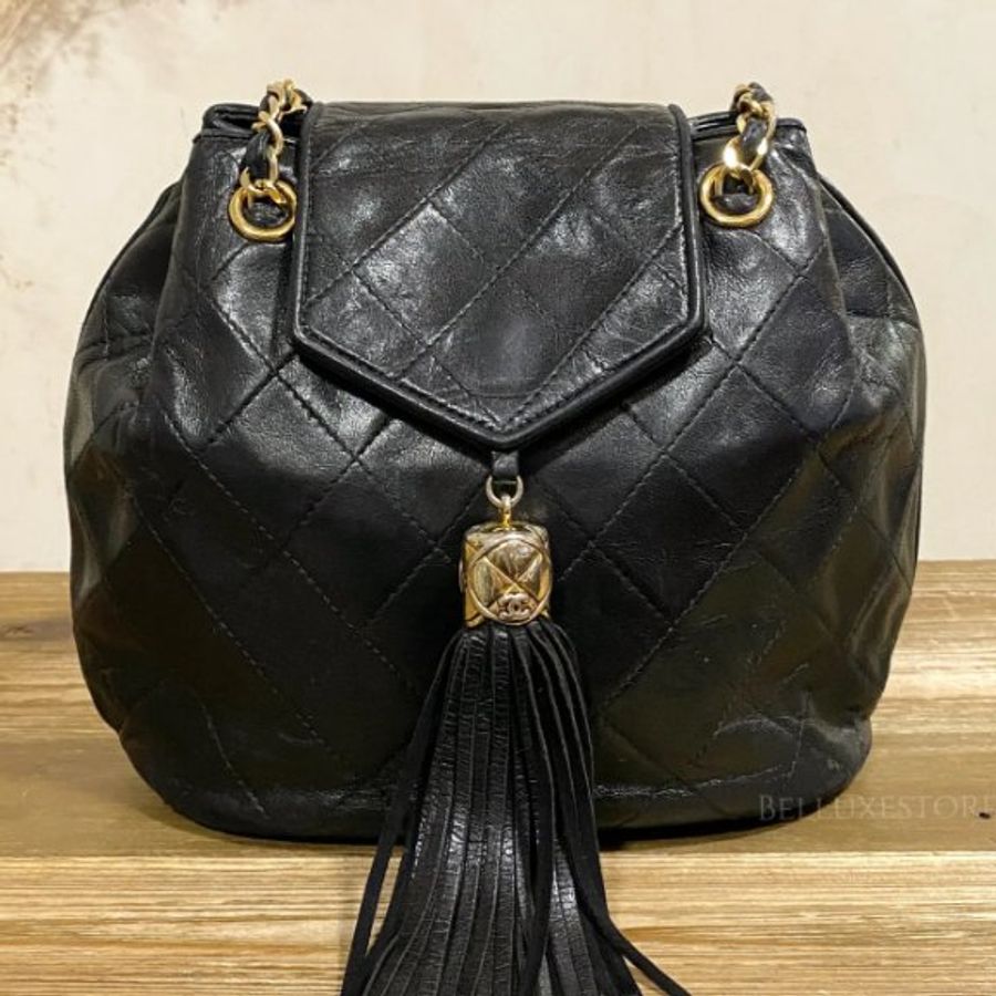 Chanel vintage bucket lambskin black/gold-1