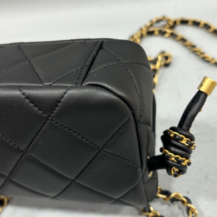 Chanel AS5298黑羊皮19系列金釦皮穿鏈Handle肩背包 斜背包Coco 17*-8