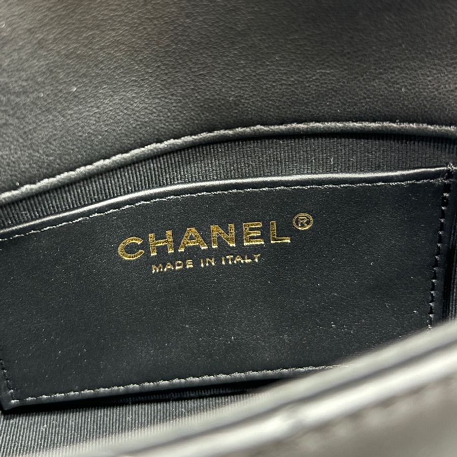 Chanel AS5298黑羊皮19系列金釦皮穿鏈Handle肩背包 斜背包Coco 17*-21