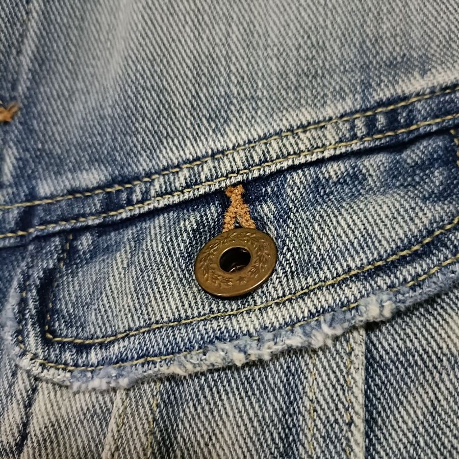 Ralph Lauren Denim & Supply 破壞加工 燈芯絨領 淺色 丹寧外套 牛仔外套 女xs-5